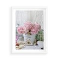 Plakat w ramie 50x70 - Miłość w powietrzu - kwiaty, romantyczne - rama biała