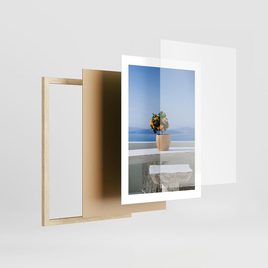 Plakat w ramie 30x40 - Uroki Santorini - Santorini, Grecja - rama drewno