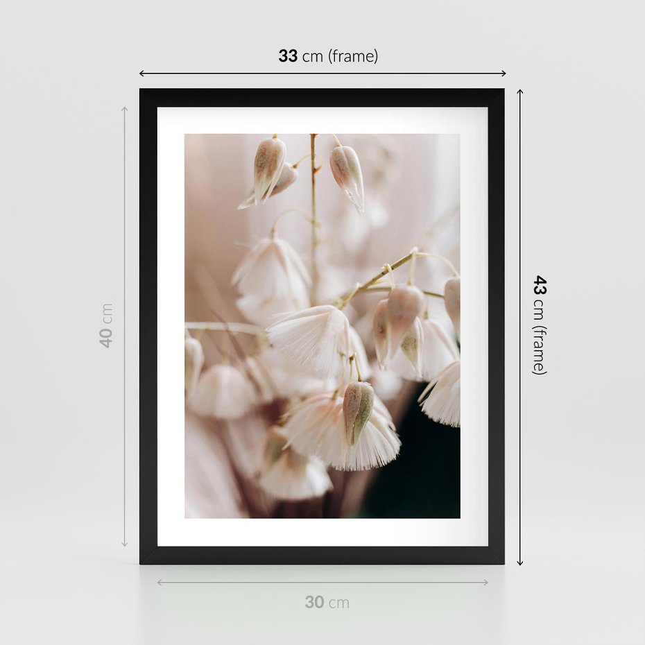 Plakat w ramie 30x40 - Suszona Delikatność - suszone kwiaty, rośliny - rama czarna