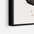Obraz w ramie 70x100 - Impulsy Kreatywności - abstrakcyjna czarna plama, rozsiane pomarańczowe kropki - rama czarna