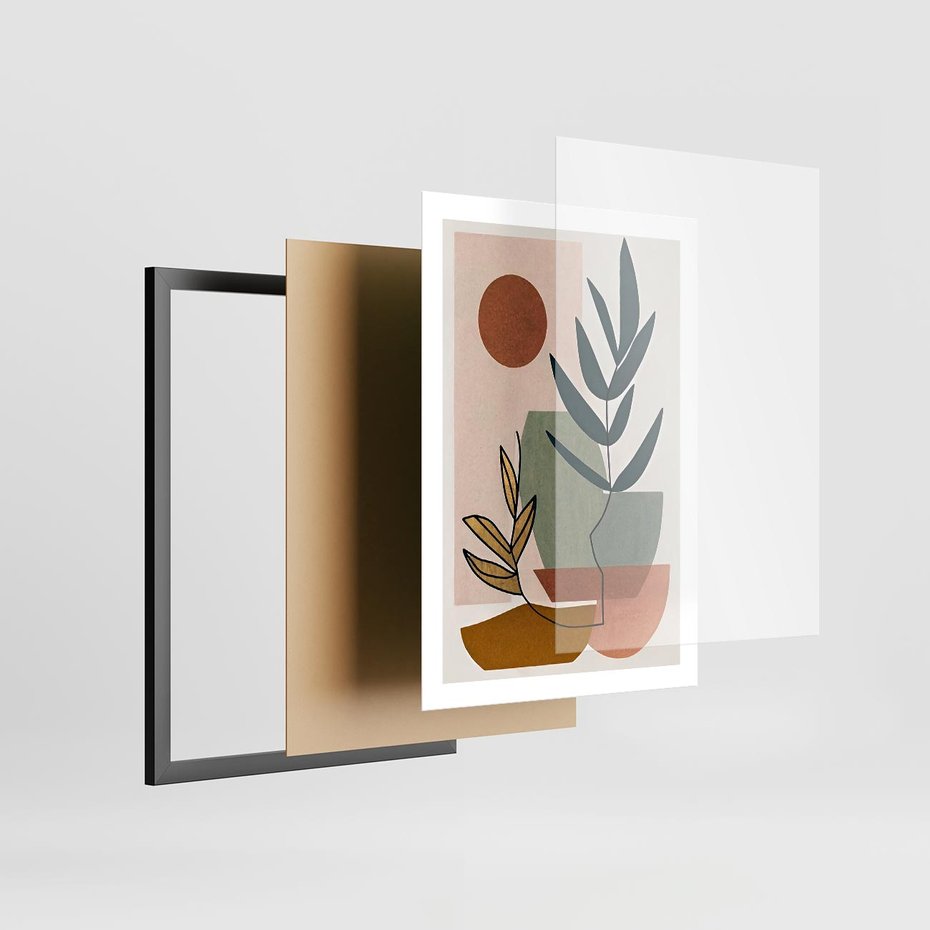 Plakat w ramie 50x70 - Rozkwitająca Boho Wyobraźnia - boho obraz, abstrakcja - rama czarna