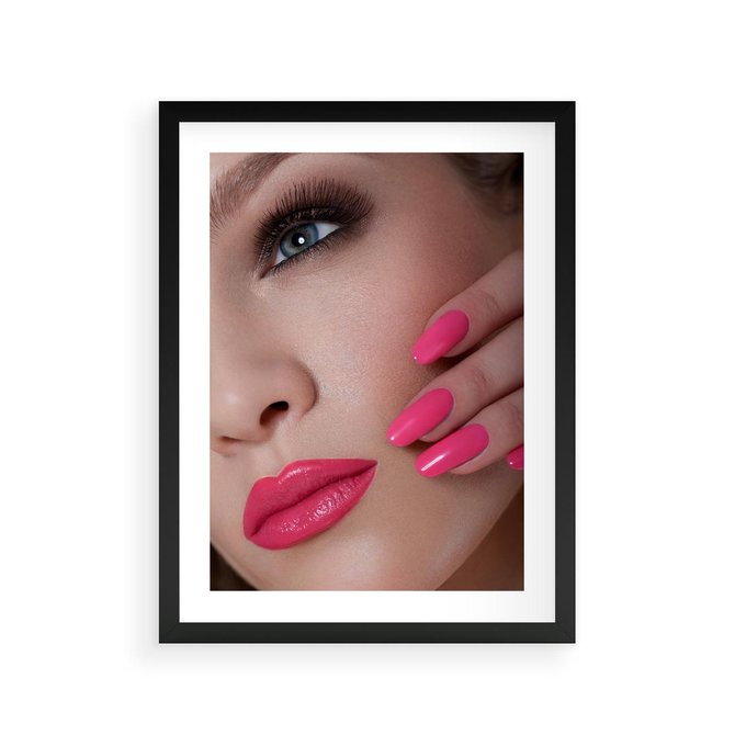 Plakat w ramie 30x40 - Usta, manicure, spa: kobieca harmonia - usta, manicure - rama czarna