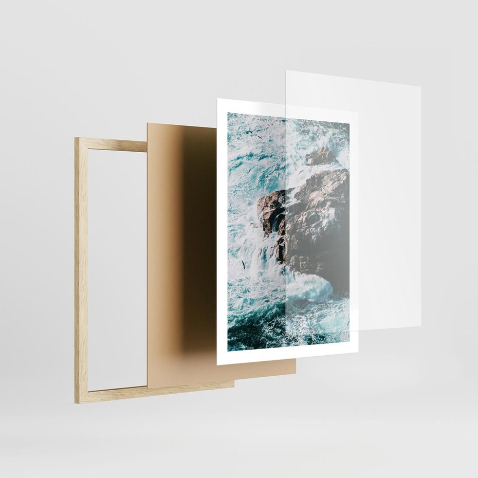 Plakat w ramie 50x70 - Siła Natury - morze, skały - rama drewno