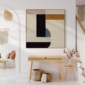 Obraz w ramie 80x80 - Nowoczesne Brązy - geometryszne pasy, nowoczesny styl - rama drewno