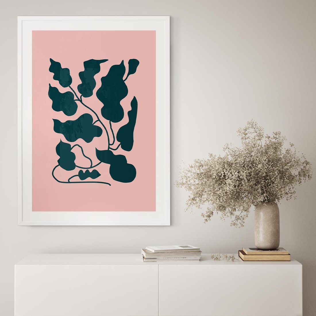 Plakat bez ramy 40x50 - Kształty Nieznanego Świata - abstrakcyjne liście, boho styl