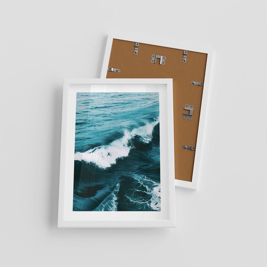Plakat w ramie 30x40 - Wibracje Oceanu - turkusowy ocean, fale - rama biała
