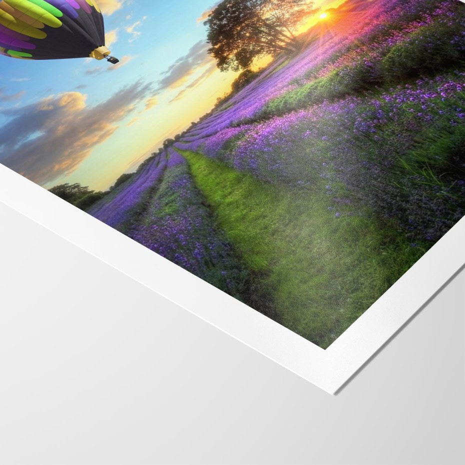 Plakat bez ramy 40x50 - Lawendowe Marzenia - lawenda, balony