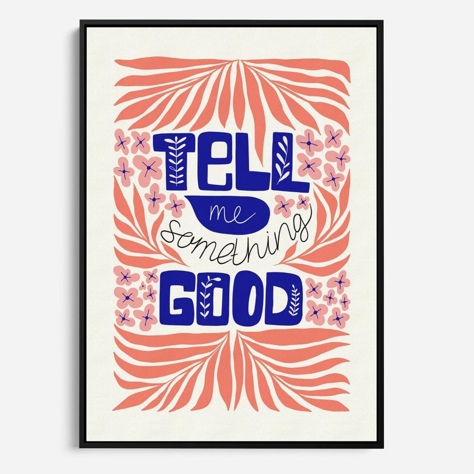 Obraz w ramie 50x70 - Bezgraniczne Formy - nowoczesna typografia, liście - rama czarna