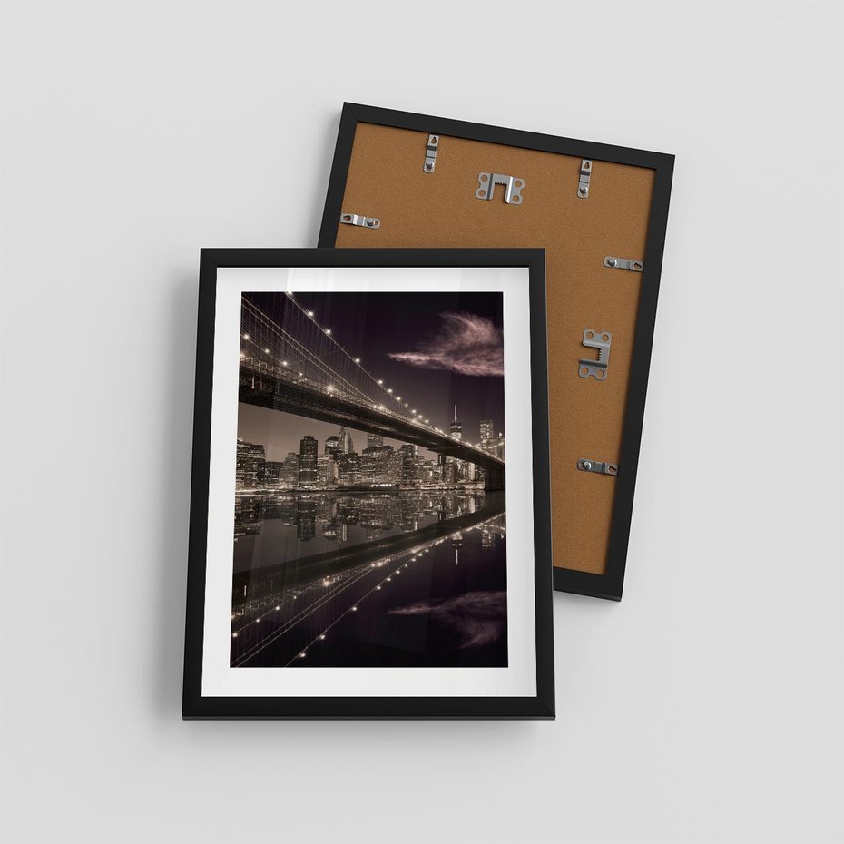 Plakat w ramie 30x40 - Most na nocnym horyzoncie - most, noc - rama czarna