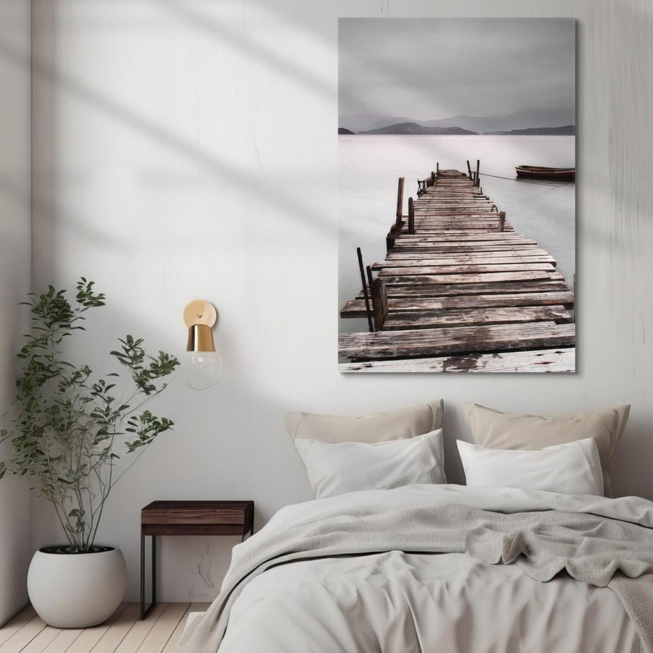 Obraz na płótnie 80x120 - Spokój nad Jeziorem - pomost, jezioro
