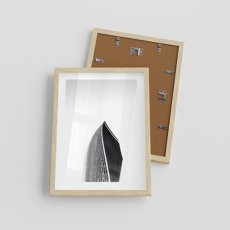 Plakat w ramie 30x40 - Czarno-Biały Wieżowiec - architektura, wieżowiec - rama drewno