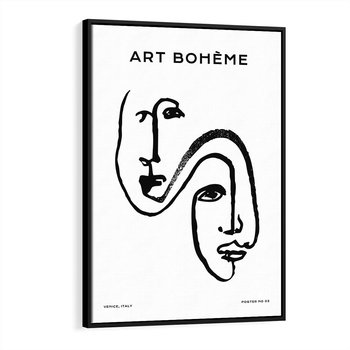 Obraz w ramie 50x70 - Rozbijające Granice Boho - boho sztuka, twarze - rama czarna