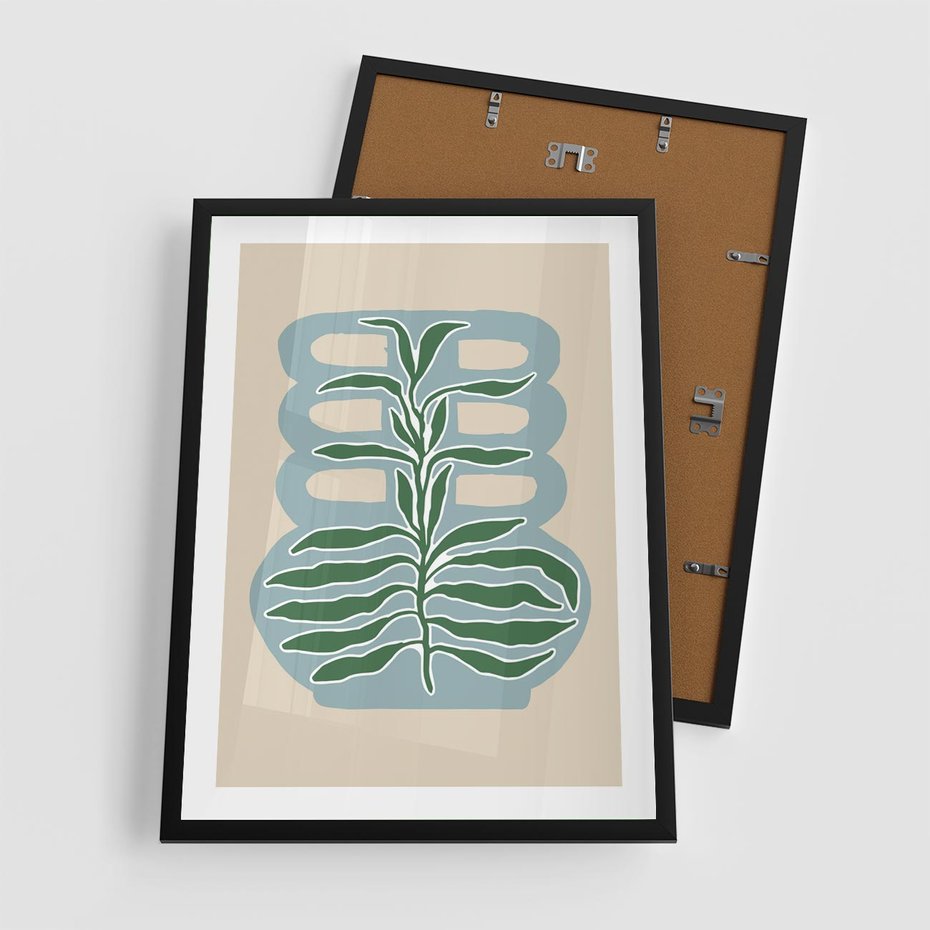 Plakat w ramie 50x70 - Wewnętrzne Spektrum - boho styl, wazon - rama czarna