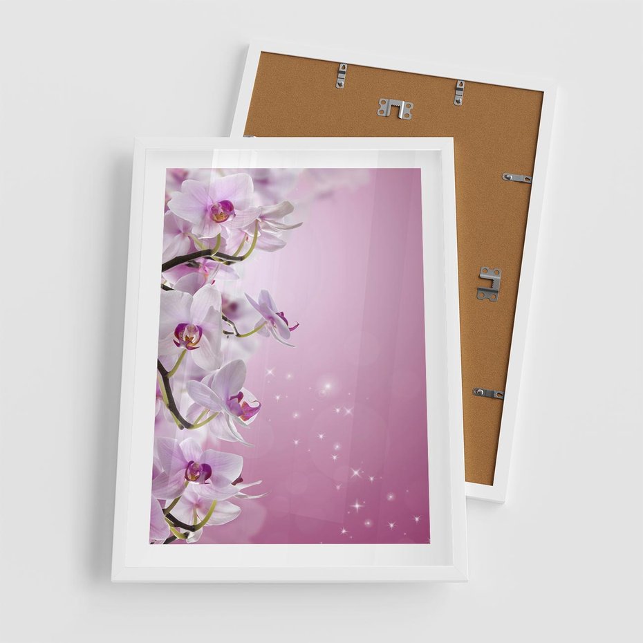 Plakat w ramie 50x70 - Relaksujące Piękno - kwiaty, orchidea - rama biała