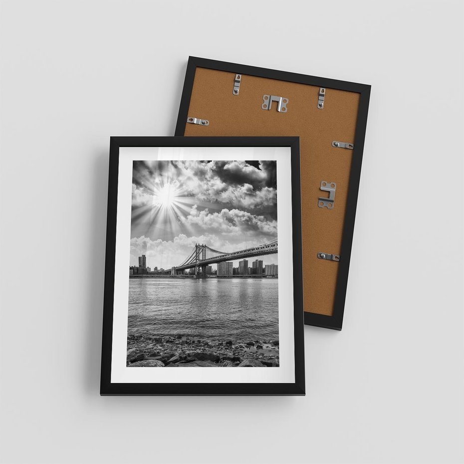 Plakat w ramie 30x40 - Most w Mieście - most, miasto - rama czarna