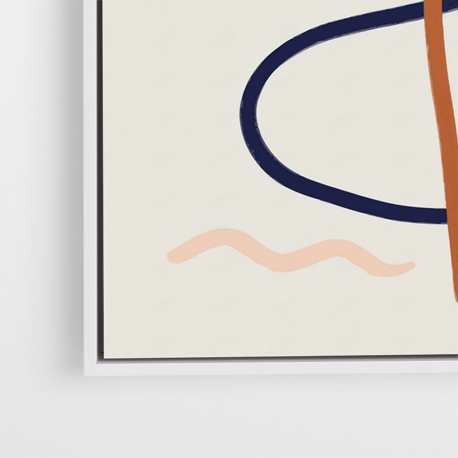 Obraz w ramie 70x100 - Mgnienie Oka - abstrakcja w stylu picasso, beżowe tło - rama biała