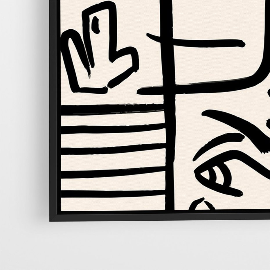 Obraz w ramie 70x100 - Ekspresyjne Odbicia Współczesności - abstrakcyjna grafika, minimalizm - rama czarna