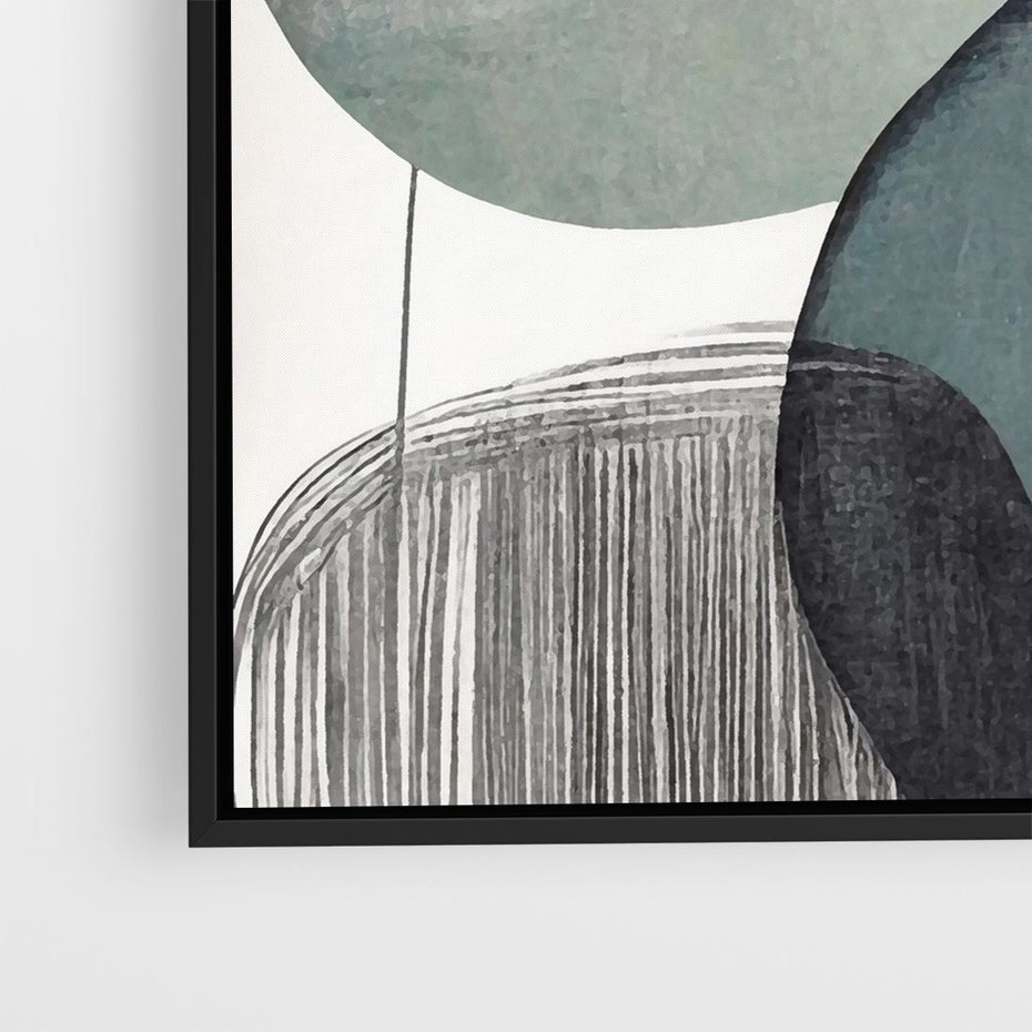 Obraz w ramie 50x50 - Przenikające Formy Duszy - abstrakcyjny obraz, geometryczne obłe formy - rama czarna