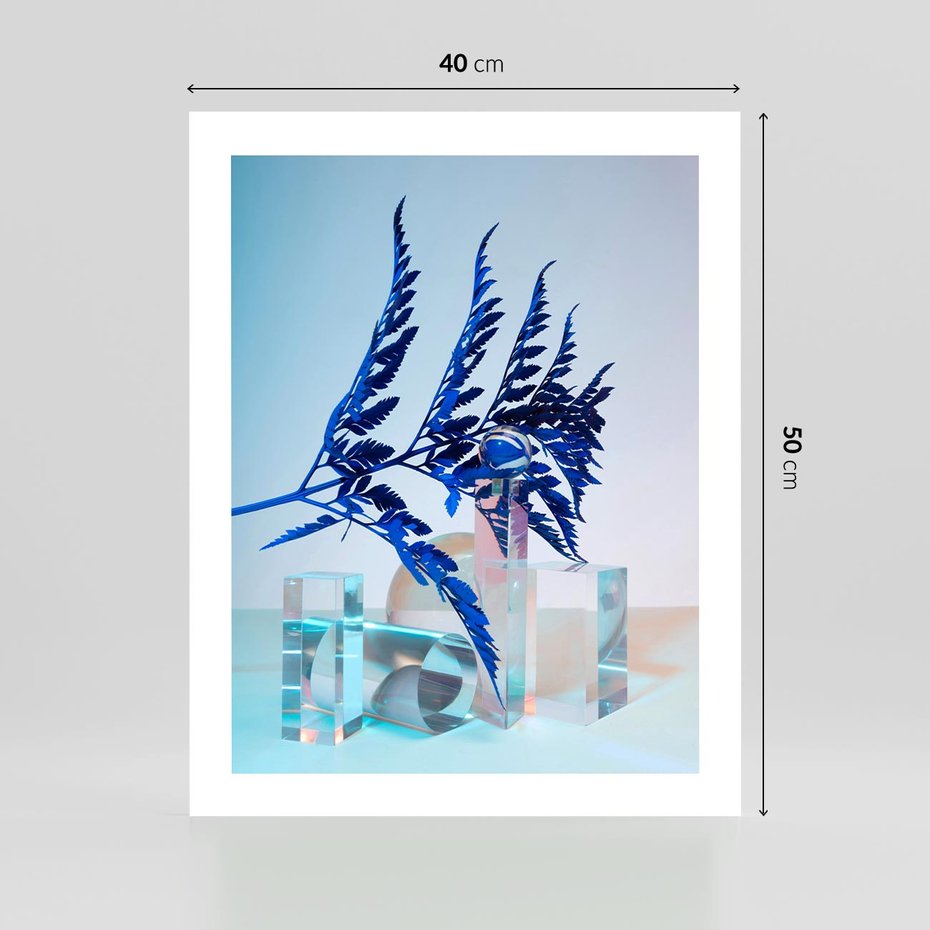 Plakat bez ramy 40x50 - Intensywny Kolor Natury - liście, kobalt