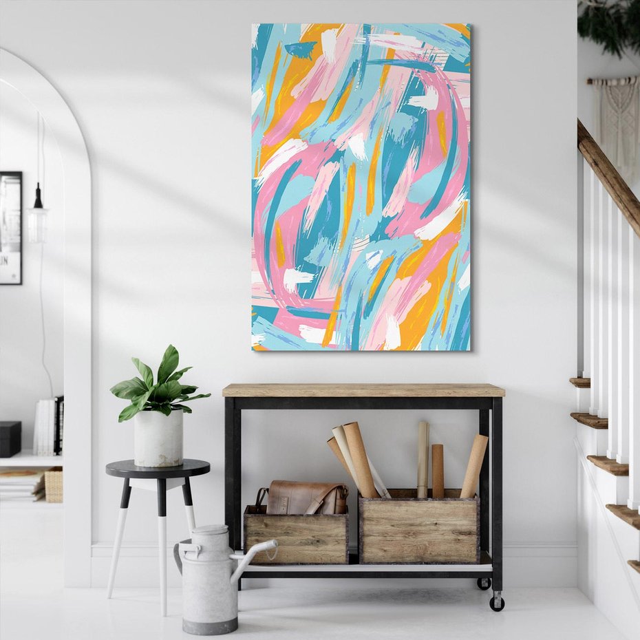 Obraz na płótnie 80x120 - Refleksje w krainie abstrakcji - abstrakcja, energiczne pociągnięcia pędzla