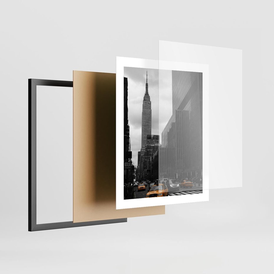 Plakat w ramie 40x50 - Nowy York, taksówka w ruchu - Nowy York, taksówka - rama czarna