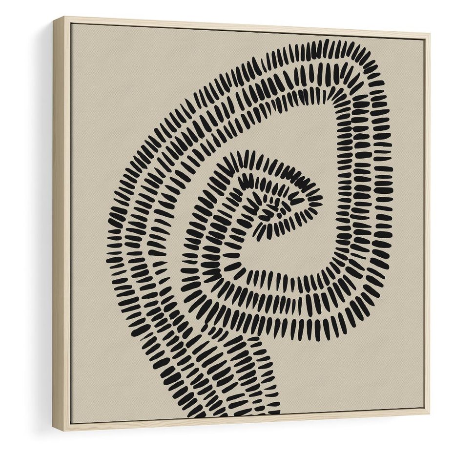 Obraz w ramie 50x50 - Nowoczesne Spektrum Wyobraźni - boho plakat, czarne kropki kreski - rama drewno