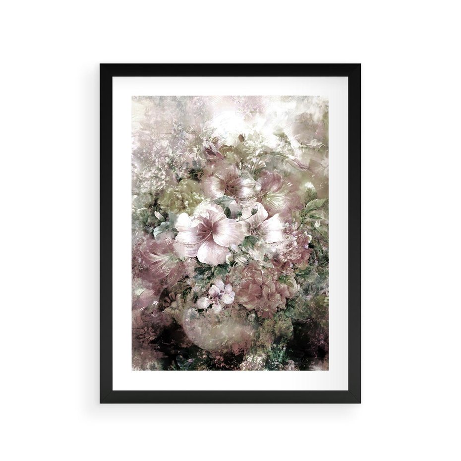 Plakat w ramie 30x40 - Piękno natury na płótnie - kwiaty, olejne - rama czarna