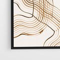Obraz w ramie 70x50 - Ścieżki pędzla i myśli - minimalistyczna kompozycja, abstrakcyjne brązowe linie na białym tle - rama czarna