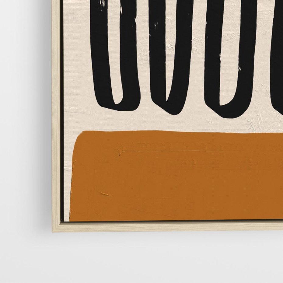 Obraz w ramie 80x80 - Boho Impulsy Kreatywności - abstrakcyjny plakat, brąz - rama drewno