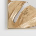 Obraz w ramie 80x80 - Natury Szlachetność - złote, liście - rama drewno