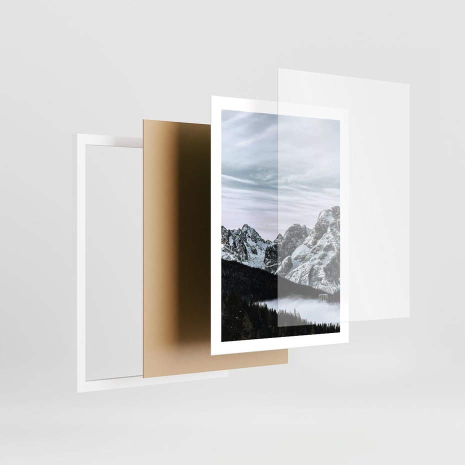 Plakat w ramie 50x70 - Malowniczy Krajobraz ze Śniegiem - góry, śnieg - rama biała