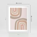 Plakat w ramie 40x50 - Migotliwe Tęczowe Przestrzenie - abstakcyjne tęcze, delikatne odcienie beżu - rama biała