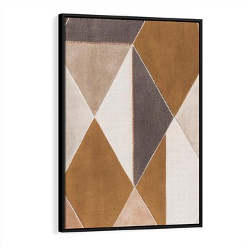 Obraz w ramie 50x70 - Odblaski niespełnionych marzeń - kompozycja z trójkątów, mix kolorów ziemi - rama czarna