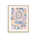 Plakat w ramie 30x40 - Strukturalne Odbicia Boho - kolorowe etniczne wzory, tęczowe żywe kolory - rama drewno