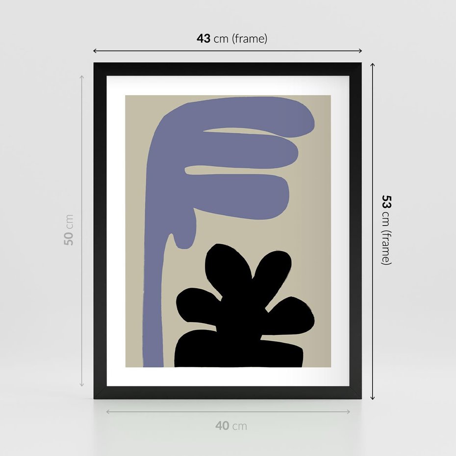 Plakat w ramie 40x50 - Abstrakcyjne Interakcje Form - minimalizm, boho plakat - rama czarna