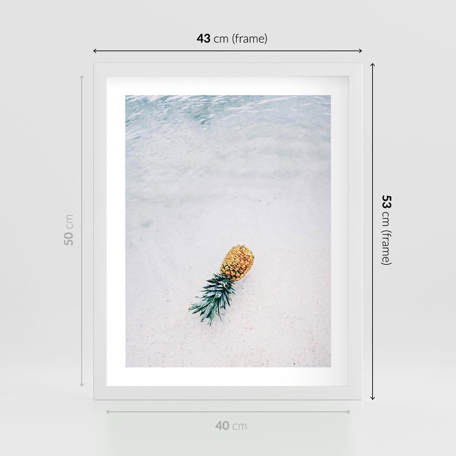 Plakat w ramie 40x50 - Smak Tropików - morze, plaża - rama biała