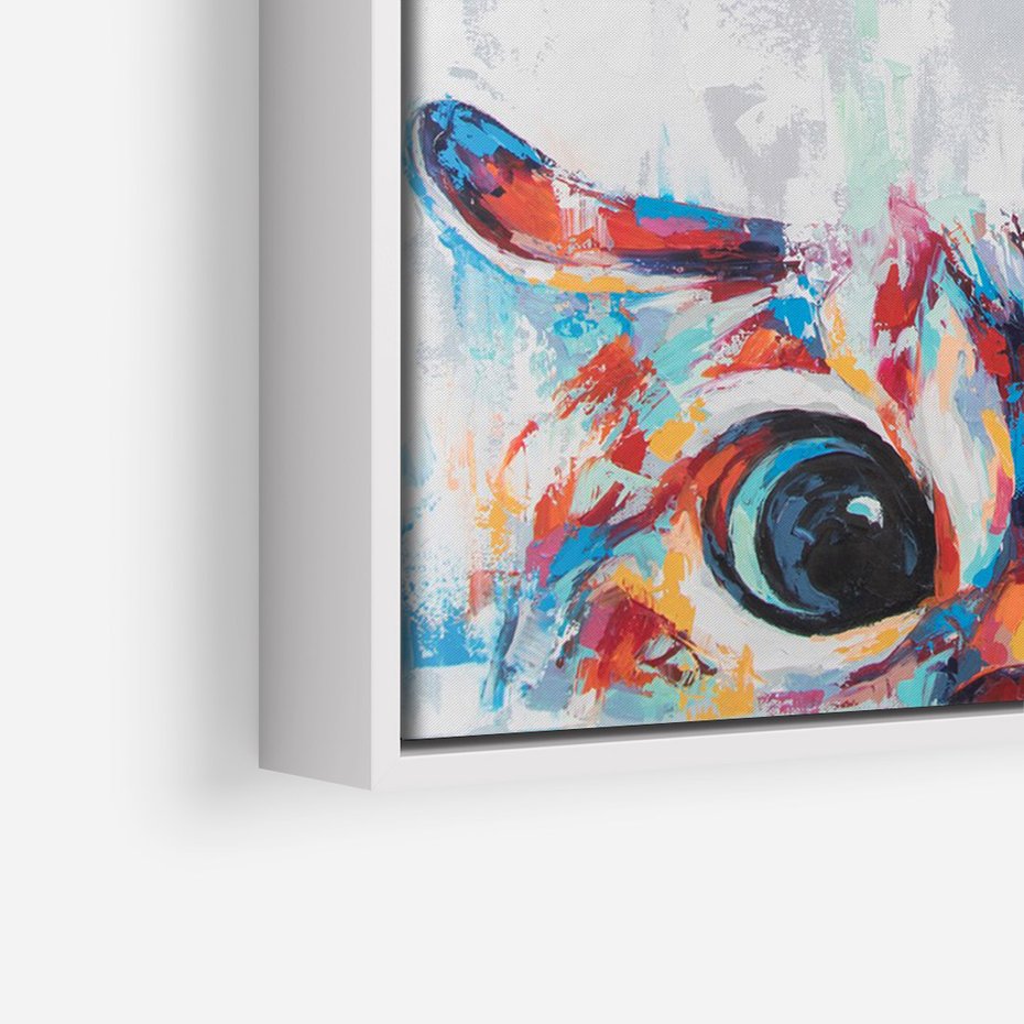 Obraz w ramie 50x70 - Co ja Widzę - obraz olejny, śmieszny obraz kota - rama biała