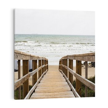 Obraz na płótnie 50x50 - Morze i drewniany pomost - morze, pomost