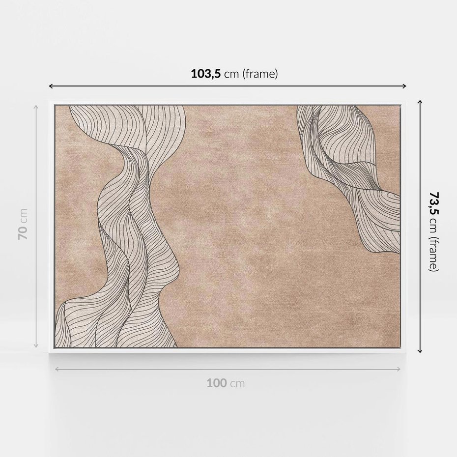 Obraz w ramie 100x70 - Symfonia uczuć i kształtów - delikatna kompozycja, falujące linie - rama biała