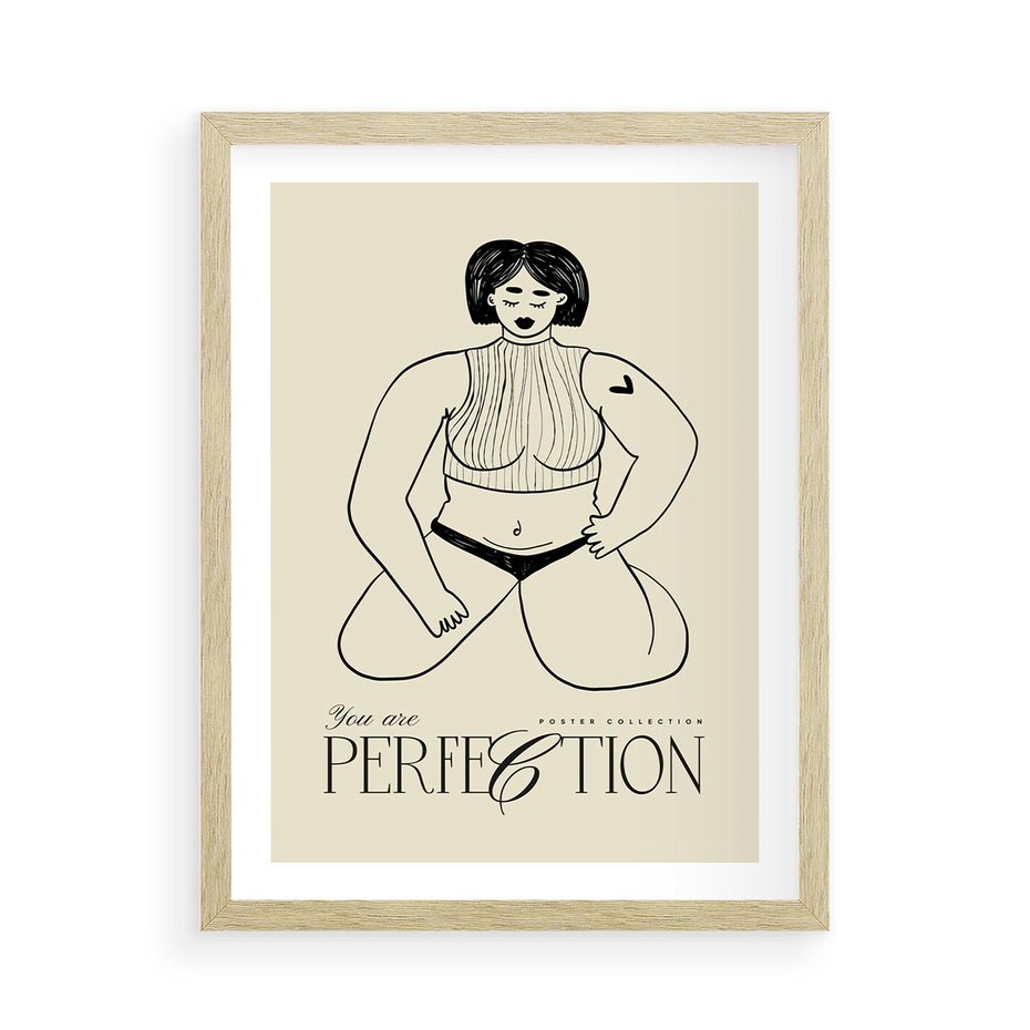 Plakat w ramie 50x70 - Refleksje Przejmujących Myśli - rysunek, plakat - rama drewno