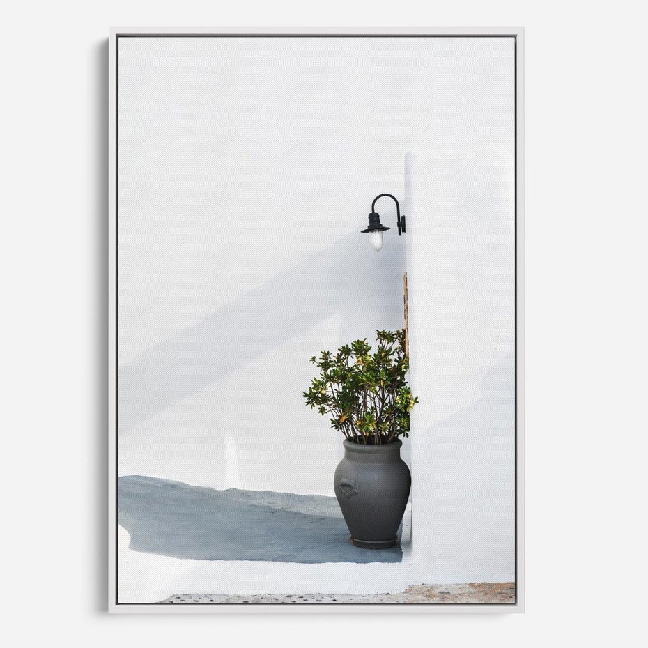 Obraz w ramie 70x100 - Błękitne wybrzeże - Santorini, Grecja - rama biała