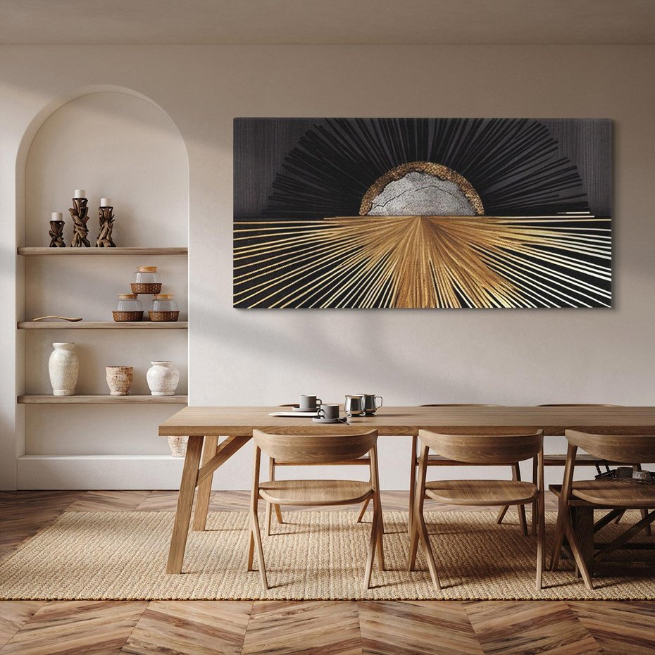 Obraz na płótnie 120x60 - Metaliczne Boho Abstrakcje - boho, słońce