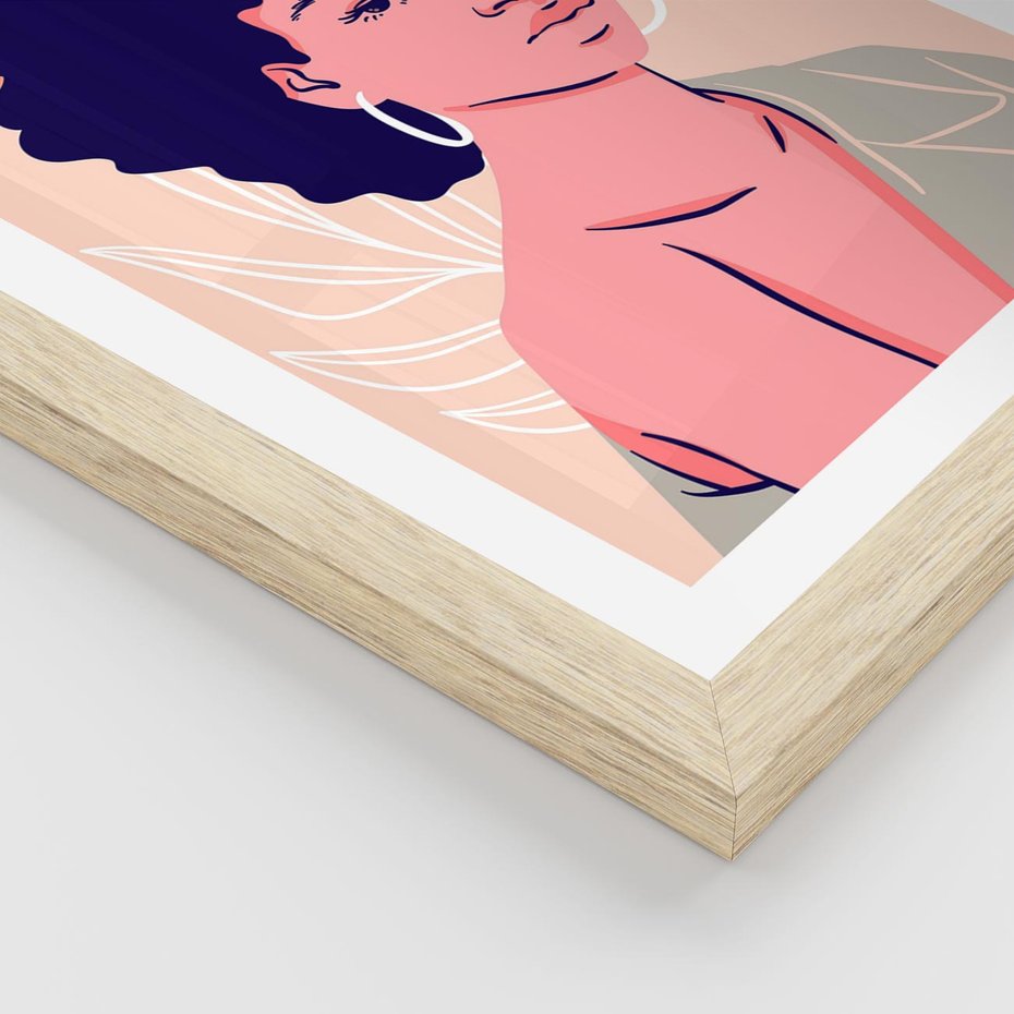 Plakat w ramie 30x40 - Kobiecy Kształt Świata - nowoczesny plakat, styl retro - rama drewno