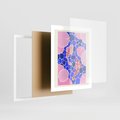 Plakat w ramie 40x50 - Rzeka Abstrakcji - abstrakcyjna kompozycja, różowe ryby wśród rafy - rama biała