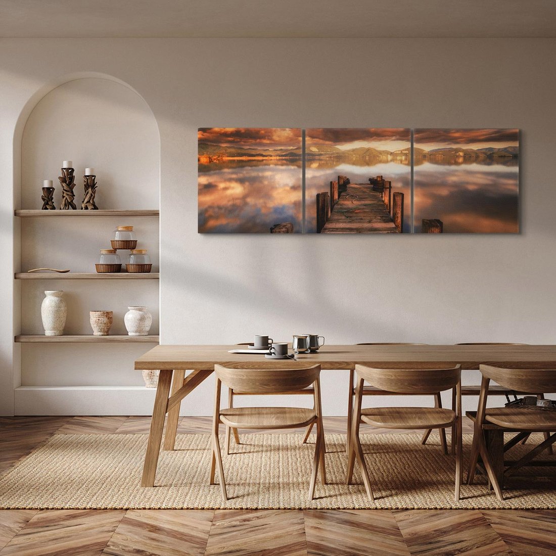 Obraz na płótnie 120x40 - Spacer po molo nad jeziorem - molo, jezioro