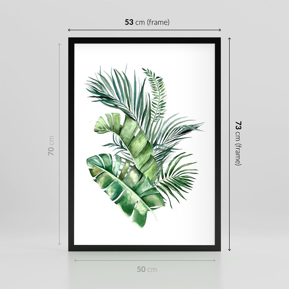 Plakat w ramie 50x70 - Piękno Złotej Rośliny - złote, liście - rama czarna