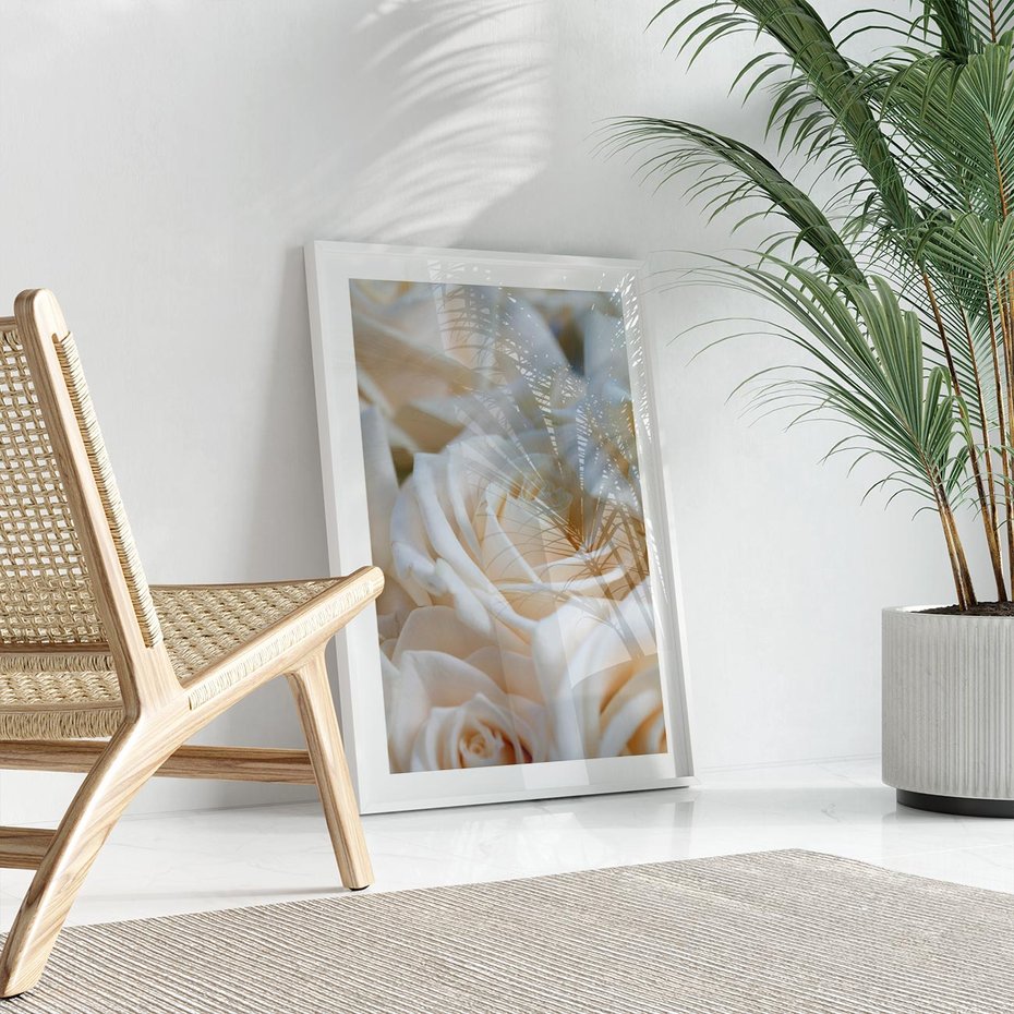 Plakat bez ramy 30x40 - Białe róże piękności - białe, róże