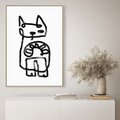 Obraz w ramie 70x100 - Portret Kociej Duszy - szkic kota, prymitywizm - rama drewno