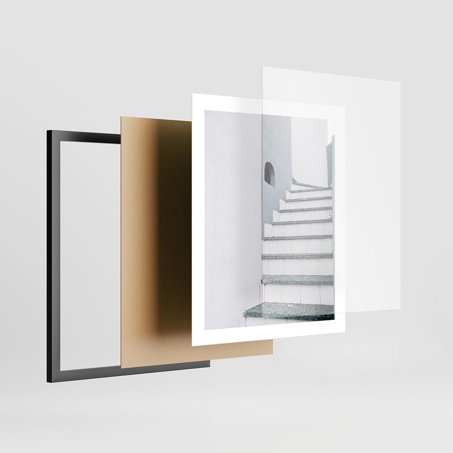 Plakat w ramie 40x50 - Schody ku Urokowi Wyspy - schody, santorini - rama czarna