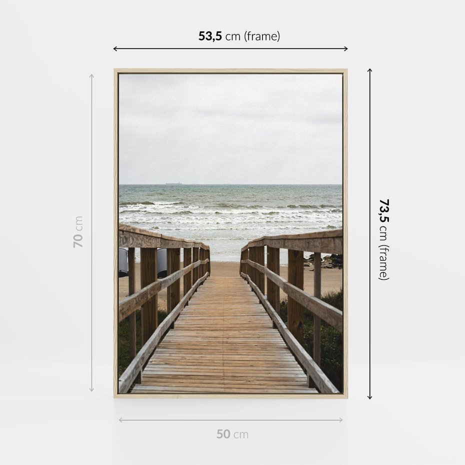 Obraz w ramie 50x70 - Morze i drewniany pomost - morze, pomost - rama drewno